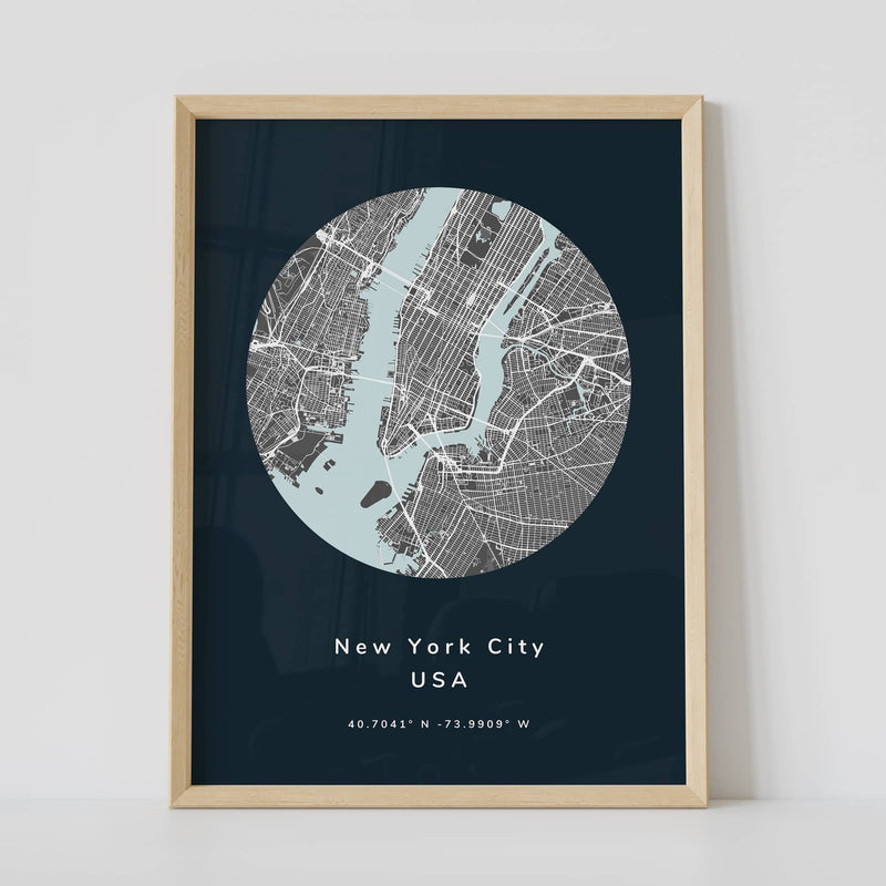 Custom street map of new york city usa by artmementos