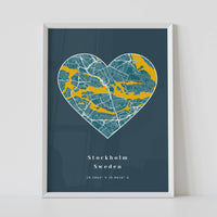 Custom Framed street map of stockholm sweden by artmementos