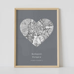 A beautiful poster of a Budapest street map with personalized features