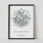 Home is where the heart is custom city map poster