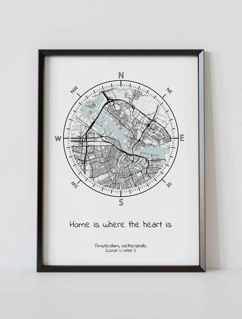 home is where the heart is Framed custom city map