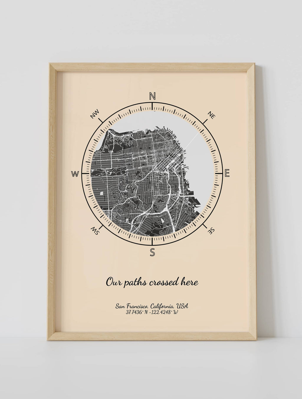 Our paths crossed here custom framed locationmap by artmementos