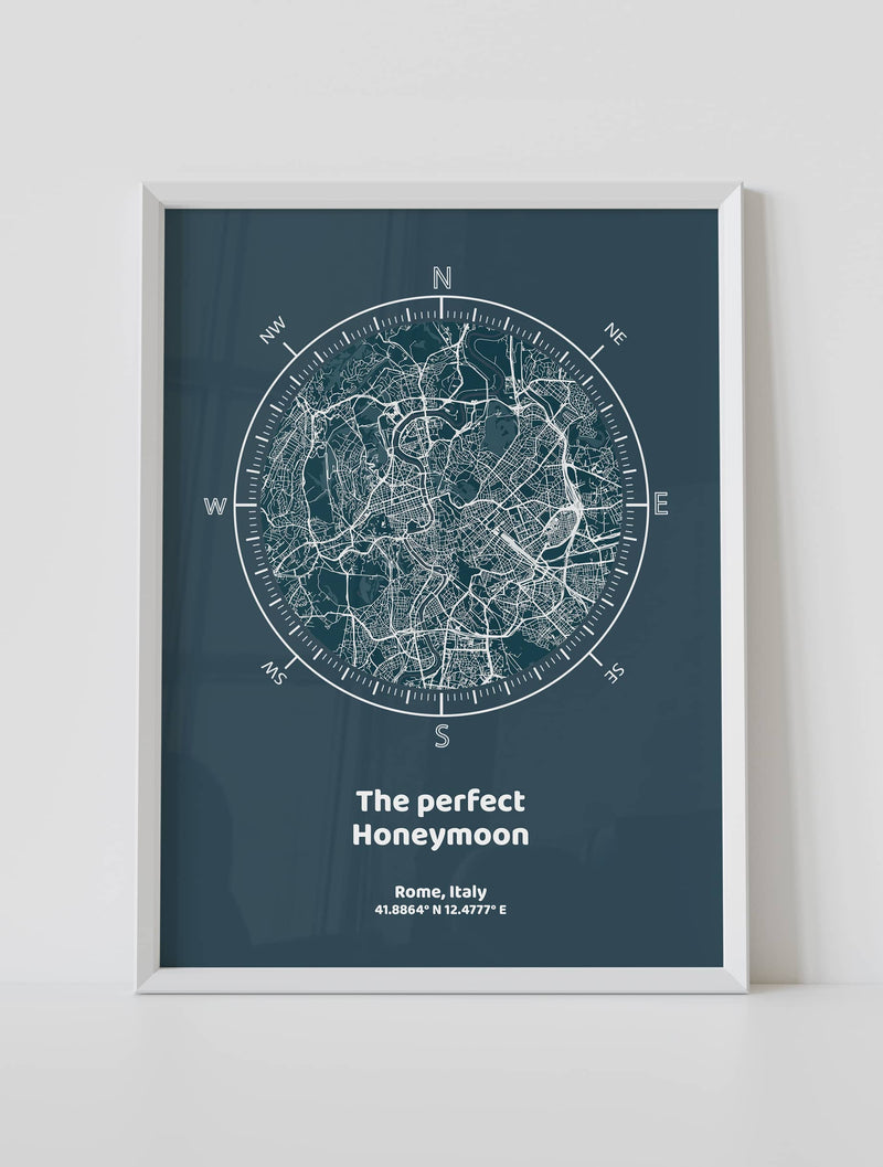 The perfect honeymoon framed custom streetmap poster by artmementos