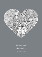 A vibrant poster of a detailed map of the streets of Budapest