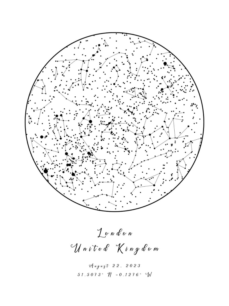 Custom Night Sky Poster- 100% Accurate Constellation Map