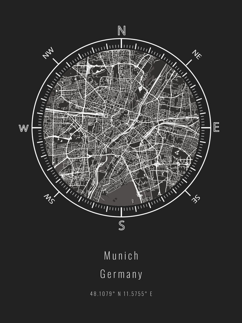 Detailed munich germany location poster