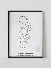 baby birth poster black frame watercolors 1:1 scaled