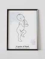 baby birth poster black frame watercolors 1:1 scaled