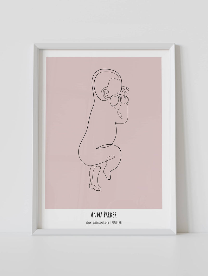 Personalized cute birth poster pink