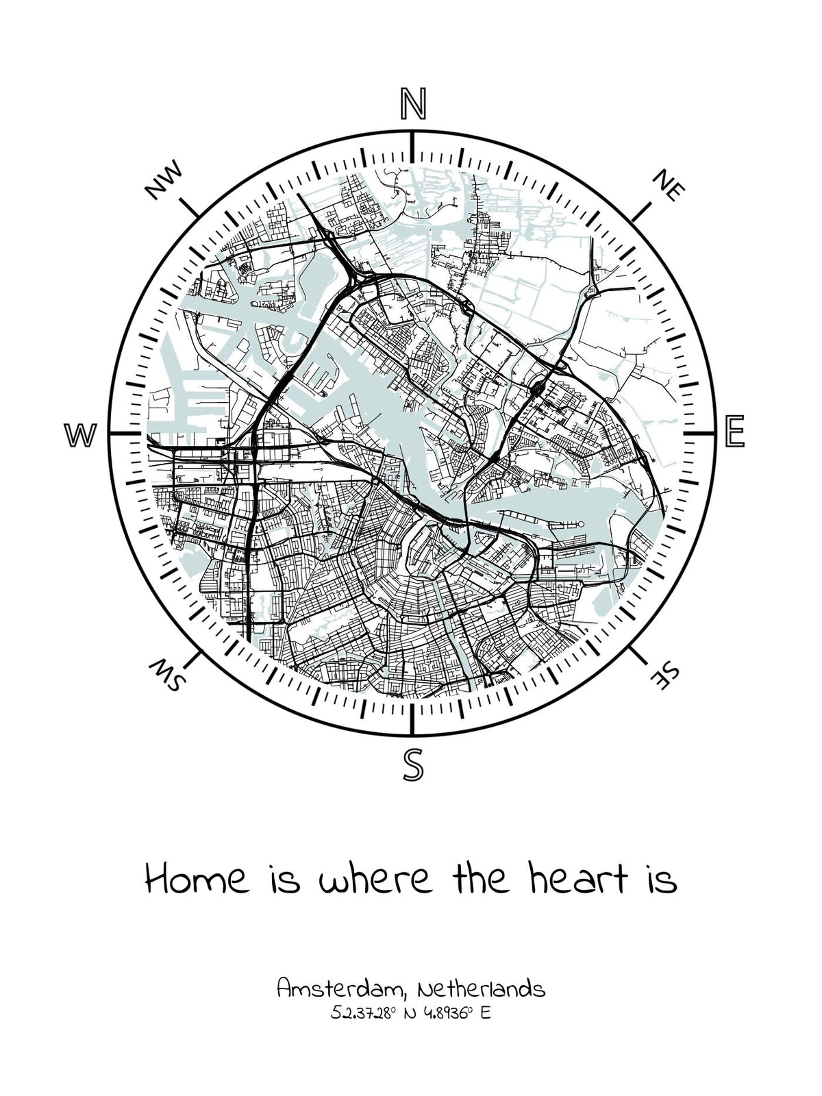 Detailed view of home is where the heart is Framed custom city map