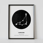  A Capricorn themed poster with a goat illustration, perfect for decorating a home or office.