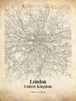 London Vintage City Map Print