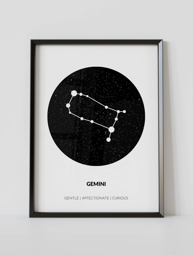 Gemini custom zodiac poster framed by artmementos