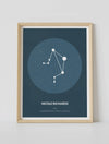 Framed personalized zodiac poster light blue