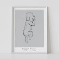 Sclaed baby birth poster new born stats framed baby birth poster